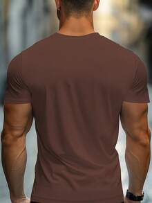 Men's T-Shirt With Handwritten Paris Print - Coffee Color - View 2