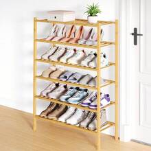 Shoe Rack Closet, 3 Tier Wooden Stackable Shoe Organizer, Standing Shoes Storage Shelf Entryway, Front Door Entrance, Natural - 自然的 - 查看 1