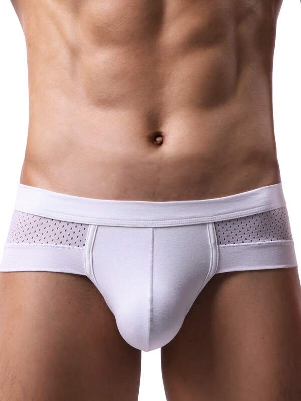 Patchwork Bikini Men U-Convex Thong Underwear, Cool Mesh Sexy Breathable Underwear