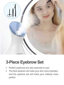 Professional Nano Ionic Facial Steamer For Deep Cleaning, Household Moisturizing & Sinus Relief, Bonus 3ps Eyebrow Kit Set With Warm Mist Humidifier & Spa Therapy For Face Pores - Xem 2