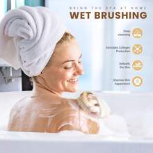 Cepillo de baño de haya para cepillado en seco, cepillo corporal con cerdas suaves que exfolia la piel seca natural, cepillo corporal para una piel perfecta y reducción de la celulitis