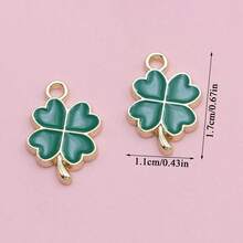 10pcs Gold Color Green Enamel Lucky Clover Flower Charm For Jewelry Making Necklace Earrings Bracelet Accessories DIY - Clover - View 3