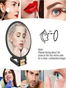 1PC Professional 30X Magnification Vanity Mirror | 360° Adjustable Handle & Foldable Base | Dual-Sided Travel Compact For Precision Makeup