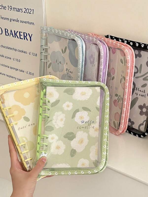 حقيبة ناعمة فضفاضة شفافة من Daisy Flower Edge من A6 لامعة من مادة البولي فينيل كلوريد، حامل بطاقات مجموعة مشجعي Idol، هدايا العودة إلى المدرسة