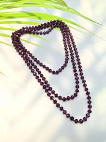 1pc 1.5m Long Crystal Beads Knotted Multi-Layer Simple Daily Wear Necklace For Women