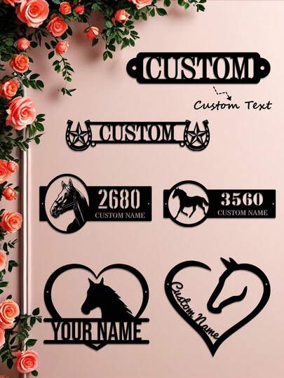 1pc Customized Horseshoe Metal Artwork, Personalized Horse Name Sign, Caring Stable Sign - Metal Letter Combination, Graduation Gift, Housewarming Gift, Wedding Letter Logo, Anniversary (Gift), Perfect Gift For Equestrian Enthusiasts-Mother's Day Gifts, Father's Day Gifts-Ornaments,Home Decor,Wall Decor,Room Decor,Living Room Decor,Bedroom Decor,Bathroom Decor,Kitchen Decor,House Decor,Personalised Gifts