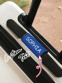 Customized Name, Personalized Soft Touch Luggage Handle Wrap - Fashionable And Durable Luggage Tag, Suitcase Handle Protector, Suitable For Travel, Train And Plane, Fits Most Luggage Handles, Available In Pink, Orange, Blue, Black, Ideal For Travel Luggage, Daily Commute, Courier Essential, Holiday Essential. - Multicolor - View 5