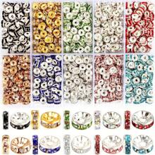 Set de 700 piezas de cuentas espaciadoras de 6 mm en 10 colores, cuentas de cristal, cuentas de strass, para hacer joyas DIY, colgantes de pulseras, manualidades y accesorios