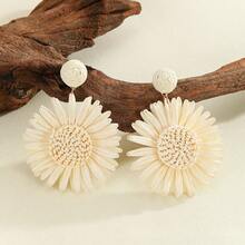 1 Pair Of Woven Daisy Earrings For Women, Beach Bohemian Earrings For Women