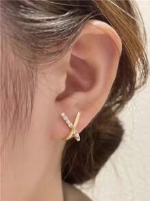 1 Pair Fashionable Minimalist Cross Design Earrings