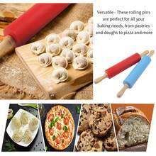 1 件 - 擀面杖（颜色随机），硅胶擀面杖，披萨面团滚筒，带不粘木柄 - 彩色 - 查看 7