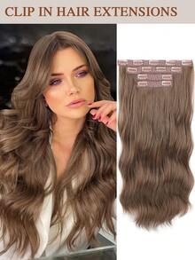 Tóc nối kẹp, tóc nối dài 20 inch bằng sợi tổng hợp gợn sóng dành cho nữ - 4 sợi tóc giả bằng sợi tổng hợp dày mềm mại dùng cho tiệc tùng hàng ngày Halloween, Ngày lễ tình nhân, Giáng sinh - Nhiều màu - Xem 15