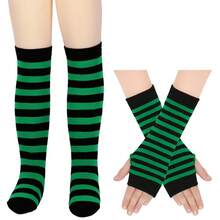 1 Set Knit Colorful Stripe Gloves And Leg Warmers, Fashion Style Creative & Skin-Friendly Tight Leg Warmers, Suitable For Teenagers, Young Girl, All Seasons Thigh High Leg Warmers - Multicolor - View 17