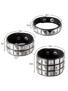 1 pieza Brazalete de puño cuadrado con remaches de estilo punk, accesorio unisex personalizado para fotografía callejera, discoteca de Halloween, minimalista de pulsera adecuado para uso diario y como regalo