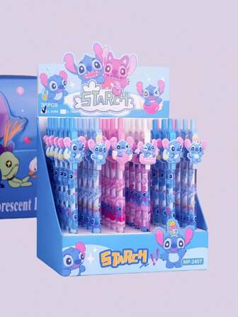 3/6/12 stuks Stitch Student Cartoon Pen, gemakkelijk te schrijven, niet gemakkelijk te gebruiken, inkt zwart mechanisch potlood, geschikt voor scholieren of kantoorgebruik, zakelijke handtekeningpen, kantoorpen voor studenten, een goede keuze voor het begin van het schooljaar. Een goed cadeau. Schoolbenodigdheden, terug naar school