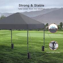 Amada 10x10ft 1-Person Setup Pop Up Canopy Tent - Easy Outdoor Sun Shade For Events, Parties, Camping, Gazebo With Wheel Cover Bag, Beach Tent With 3-Speed Adjustable Height,Blue - 深灰色 - 查看 9