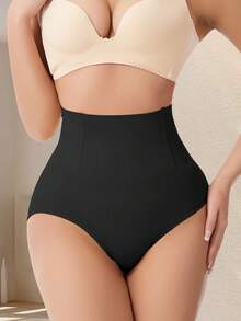 高腰塑身内裤无缝收腹裤腰部训练瘦身紧身女士平腹提臀提臀三角裤女式塑身衣 - 黑色 - 查看 6