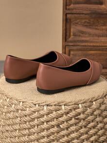 WHDXY 1 双女士平底鞋，尖头一脚蹬乐福鞋，上班通勤办公室鞋，四季舒适穿着