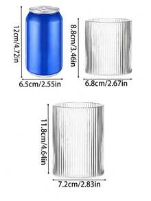 1pc/4pcs Vertical Stripe Glass Cup, Straight Stripe Glass Cup, Straight Design Glass Cup, Creative Glass Cup, Vertical Cold Drink Cup, Simple Beverage Cup, Retro Stripe Cup, Ribbed Transparent Coffee Cup, High Borosilicate Transparent Glass Cup - Multicolor - View 10