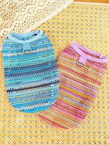 1 pièce Gilet style boho léger et mignon pour petit chien de compagnie, tenue décontractée respirante d'intérieur convenant aux petits chats et chiens