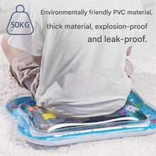 1个加厚充气海豚婴儿水垫，儿童拍打垫，PVC海洋鱼图案水上游戏垫玩具，婴儿拍打垫坐垫（款式和颜色随机），适合室内、沙滩、爬行和训练 - 适用于婴幼儿和新生儿，锻炼肌肉，促进发育 - 承重50公斤，柔软玩具，感官玩具，减压玩具，旅行玩具，婴儿必备，幼儿玩具，水上玩具，圣诞节，儿童生日礼物 - 彩色 - 查看 8