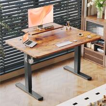 Devoko Gunji Height Adjustable Electric Standing Desk With Monitor Stand, Sit-Stand Desk With Splicing Board - Rust Brown - View 2