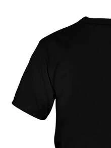 Black Casual Simple Leopard Print T-Shirt & Shorts Matching Set, Unisex - Multicolor - View 4