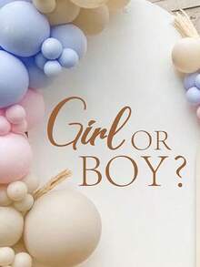 1 Pc "GIrl OR Boy" Pvc Wall Sticker Baby Shower Decal Logo Gender Reveal Party Wall Arch Decoration Stickers Party Self-Adhesive Removable Sticker Logo Baby Room Decoration Stuff - Multicolor - View 4