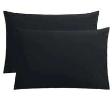 MADE IN TURKEY Bộ 2 vỏ gối cotton pha trơn - 50x70 Cm - 70% cotton - Mềm mại và bền - màu đen - Xem 2