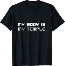 My Body Is My Temple Motivation Inspiration T-Shirt T-Shirt Graphic T Housewarming Gift For Couple Cotton - 黑色 - 查看 1