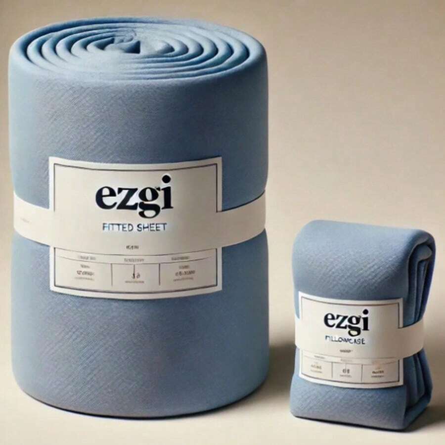 Bộ ga trải giường đôi cỡ lớn MADE IN TURKEY | 70% Cotton Ranforce 180x200 Cm có túi sâu 30 Cm | Bao gồm 1 vỏ gối 50x70 Cm - Màu xanh lam - Xem 1