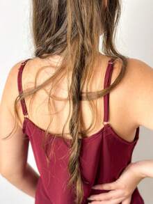 Women's Tank Top With Adjustable Straps Basic Crepe Strappy Top - Color caoba - Ver 5
