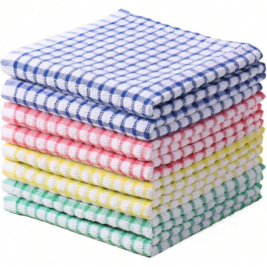 New Oeleky Dish Cloths For Kitchen Washing Dishes, Super Absorbent Dish Rags, Cotton Kitchen Dish Towels Pack Of 8, 12x12 Inches - Mix-2 12x12 吋(8 個裝) - 查看 1