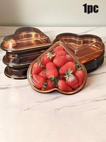 10 Heart-Shaped Plastic Trays With LIDS - Multi-Purpose Large-Capacity Snack Containers, Suitable For Fruits, Sushi, Vegetables, Salads And Cheese Boards - Transparent Design, Golden Border - Perfect For Parties, Festivals And Gifts
