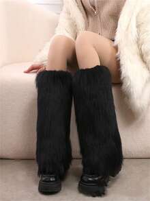 Street Edgy Fluffy Leg Warmers, Thick Plush Boot Cuffs Leg Warmers For Women, Autumn/Winter Y2K Style Christmas Gift - Mouldless - View 12