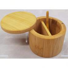 1pc Full Bamboo Salt Jar, Seasoning Container/Bamboo Storage Box With Magnetic Rotating Lid, 6oz Capacity, Suitable For Home Kitchen, Bathroom Salt, Scented Candle Jars, Gifts, Food Storage And Organization, Kitchen Gadgets (Empty Jar), Kitchen, Kitchen Supplies, Food, Cooking, Condiments, Spices, Pepper, Garlic, Salt, Organizer, Party, Room Decor - Multicolor - View 7
