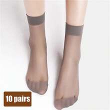10 Pairs Women's Ankle High Sheer Socks For Women Nylon Socks Soft Tight Hosiery With Reinforced Toe - Black - View 15