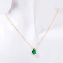 18K Gold Plated Pear-Shaped Zirconia Stainless Steel December Birthstone Necklace, Christmas, Birthday, Valentine's Day Gift