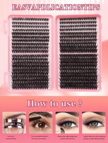 800pcs D-Curl Fluffy False Eyelashes | 50D+60D Dual Curved Cluster, 800pcs Low-Allergy Silk Lashes | 8-16mm Customizable Length, Beginner-Friendly DIY Kit | Reusable 50+ Times, Suitable For Wedding/Party/Evening Makeup | 100% Vegan 0.05mm Lightweight & Fluffy Set - D - View 5