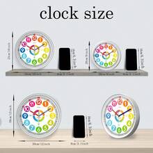 8-10 Inch Colorful Teaching Clock - Battery Powered, 12-Hour Large Digit Learning Clock, Multi-Color Zoning, Silent For Easy Learning, Suitable For Living Room, Bedroom, Room, Playground, Classroom Decor, Holiday Gift (Batteries Not Included) Wall Clock, Bedroom Decor, Dorm Decor, Back To School Decor, School Surprise, Home Decor, Learning Supplies - Multicolor ET113 - View 5