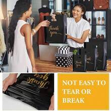 100个/50个/20个可重复使用的黑色塑料购物袋 - 非常适合答谢礼物、圣诞节、派对、商店和精品店 - 20pcs - 查看 3