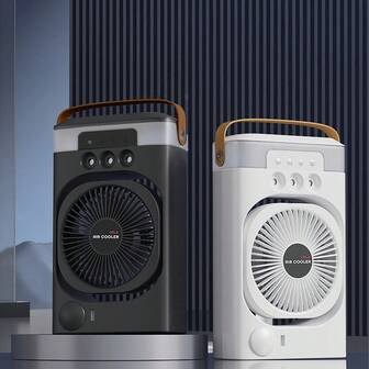 空调扇便携式桌面加湿器家用小型空气冷却器风扇带彩色夜灯适用于办公室