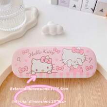 Sanrio 2 Stücke Sanrio Brillenetui für Hello Kitty, My Melody, Kuromi, Cinnamoroll - süßer Katzen-Muster, Kunstleder, stoßfest und druckbeständig, modisches Design für den täglichen Gebrauch, Sanrio