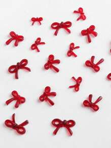 60pcs/Set Non-Scented Assorted Sizes Cute Burgundy Bowknot Nail Art Decorations, Suitable For Autumn & Winter Nail Decor & DIY Accessories
