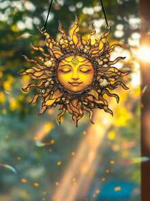 1 Pieza Colgante de ventana de acrílico con diseño de sol - Decoración de pared estilo sol, arte bohemio y espiritual para primavera y verano, regalo perfecto para el Día de la Madre y bodas, ornamento con forma de sol para el hogar, jardín o patio (RETIRE LA PELÍCULA PROTECTORA ANTES DE USAR, HECHO DE ACRÍLICO, NO DE VIDRIO)