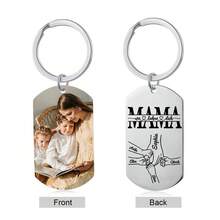 Personalized Photo & 2-7 Names Stainless Steel Keychain-Hand In Hand-I Love You - Multicolor - View 11