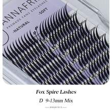 ANNAFRIS 12 rangées de rallonges de cils manga renard, spire Eif Pteris, frisure C/D de 8 à 15 mm mélangée, amas de cils bandes de style manga, look naturel volumineux et moelleux, pour les yeux des femmes et les soirées, pour les professionnels, plus facile à greffer, faux cils légers prémontés en éventail, plumes de style anime, outils de maquillage à fleurs automatiques, pour les débutants dans les salons de beauté, cils manga, amas de cils bandes de style manga, amas de cils, faux cils individuels, cils, faux cils - Noir - Voir 7