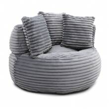 Giant Bean Bag Chair With Ottoman, Memory Foam Filled Corduroy Gaming Chair,With Pedals,Faux Fur Shell-Shaped Lounge Chair - Floor Sofa For Living Room, Home Theater, Play Zone - & Non-Slip Base,Very Suitable For Bedrooms, Living Rooms, Game Rooms, Study Rooms, Offices, Or Apartments. - A-灰色(燈芯絨) - 查看 7
