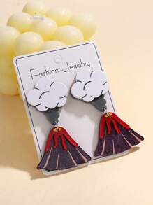 1 Pair Volcano Eruption Resin Earrings, Suitable For Women For Party & Everyday Wear