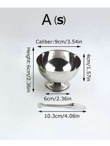 1 件冰淇淋杯沙拉碗不锈钢碗甜点水果盘小吃盘、厨房、圣诞节返校礼物、学校用品